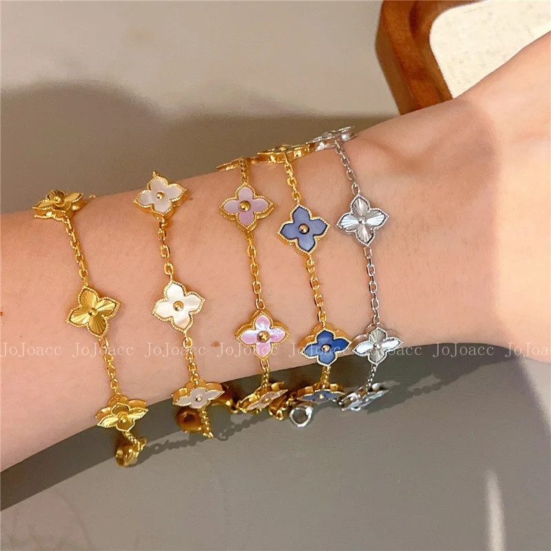 Fashion Personalized Natural Shell Stone Flower Bracelet for Women 2025 New Stainless Steel Jewelry Bracelet Anniversary Gift