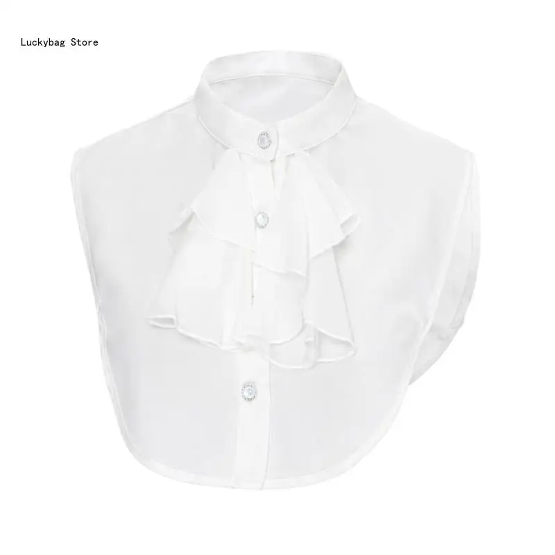 Victorian Vintage Decorative Ruffle Front Half Shirt Faux Collar for Women