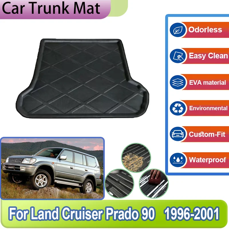 Car Rear Trunk Mats For Toyota Land Cruiser Prado 90 J90 1996~2001 FJ90 LC90 Cargo Boot Carpet Floor Tray Liner Car Accessories