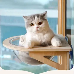 Solid wood cat hammock, cat bed, pet window, glass cat hammock, suction cup, cat space cabin, multifunctional cabin