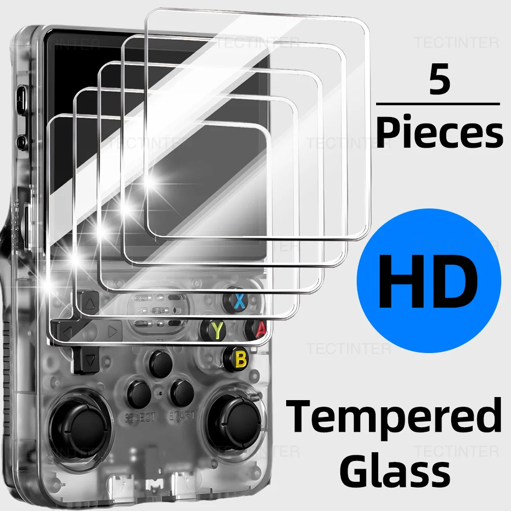For R36S/R35S/RGB20S Tempered Glass Film 2/3/5Pcs For R36S Handheld Game Console Screen Protector Film Storage Bag Accessories