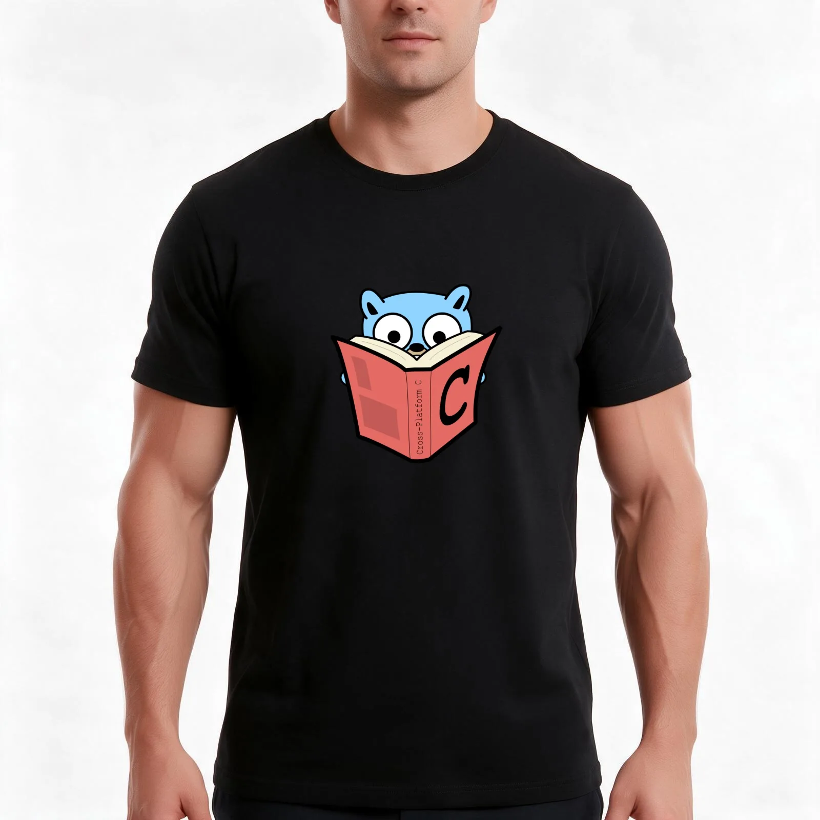Developer Go Cross Platform C T-Shirt, Summer Casual Cotton Tee, Oversized Streetwear Tops, Vintage Graphic Print, 100% Cotton