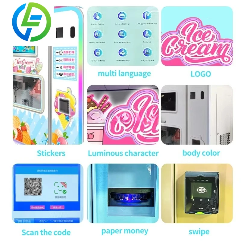 Customize OEM ODM Ice Cream Vending Machine with SDK Touchscreen Compressor Cooling POS Integration Multiple Payment Options