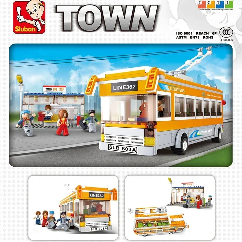 457PCS City Bus Building Blocks Tram Bus Station  Model Bricks Set With Mini Figures Desktop Deco DIY Toy For Kids Holiday Gifts