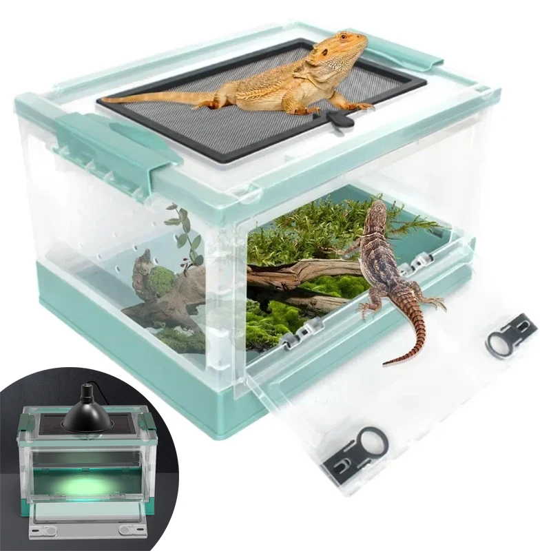 

Reptile Box Breeding Terrarium Feeding Turtle Habitat Tank Acrylic Transparent Lizard Pet Spider Cage Insect Small Plastic Case