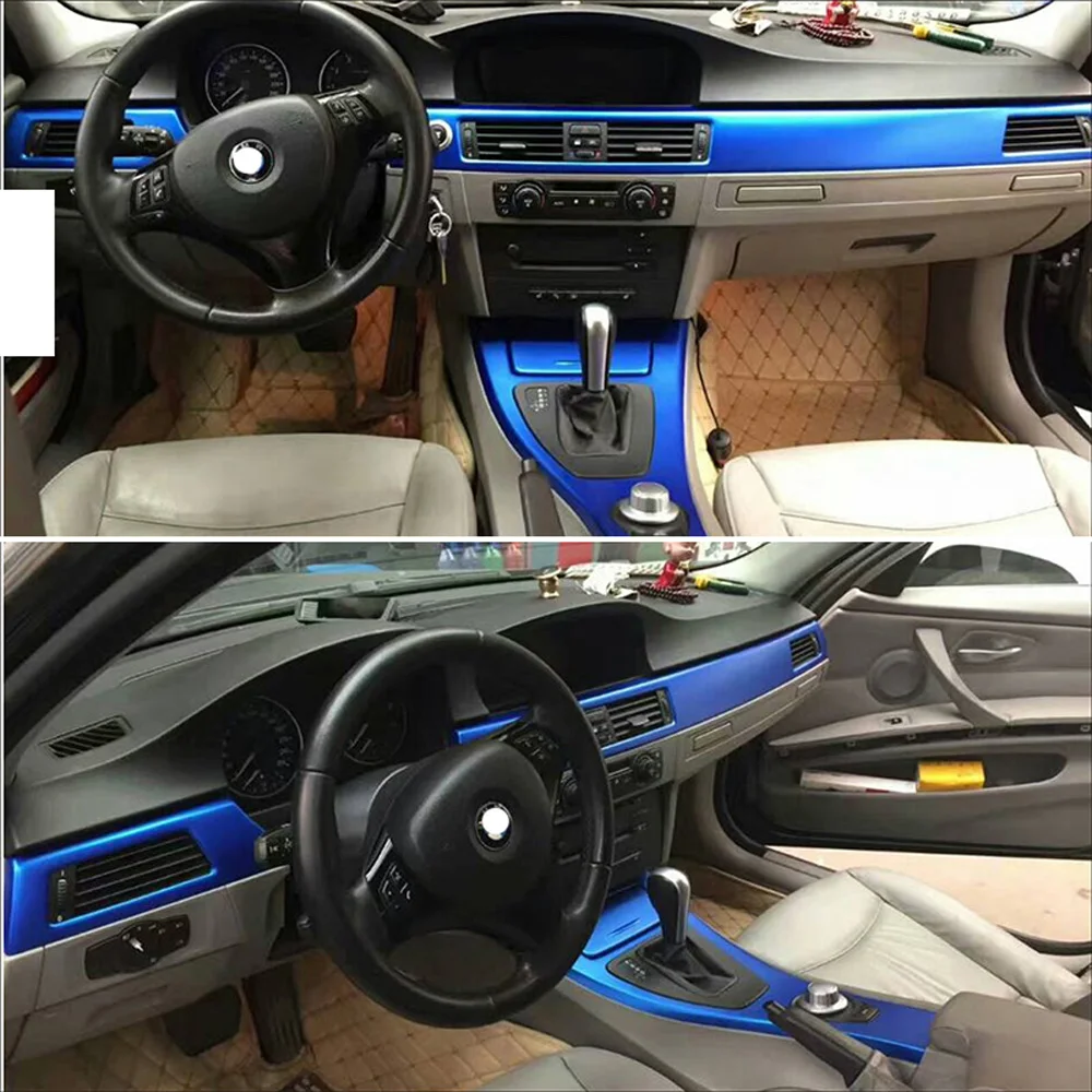 

For BMW 3 Series E90 4 doors Interior Central Control Panel Door Handle Carbon Fiber Stickers Decals Car styling Accessorie