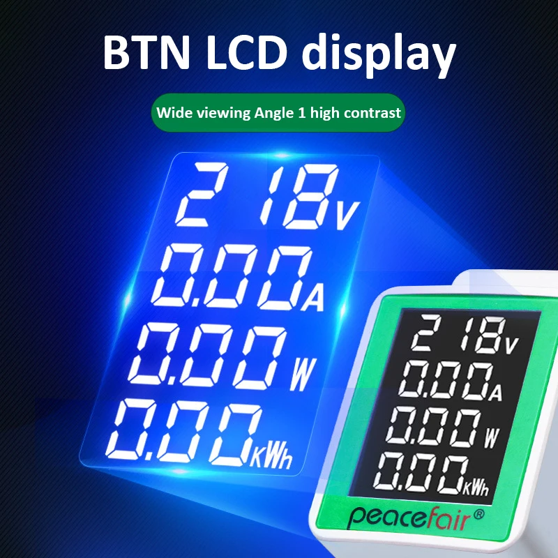 AC50 ~ 300V Din Rail Electricity Digital Power Energy Meter Voltmeter Electric Current Tester 0~ 100A Watt Kwh Watmeter Monitor