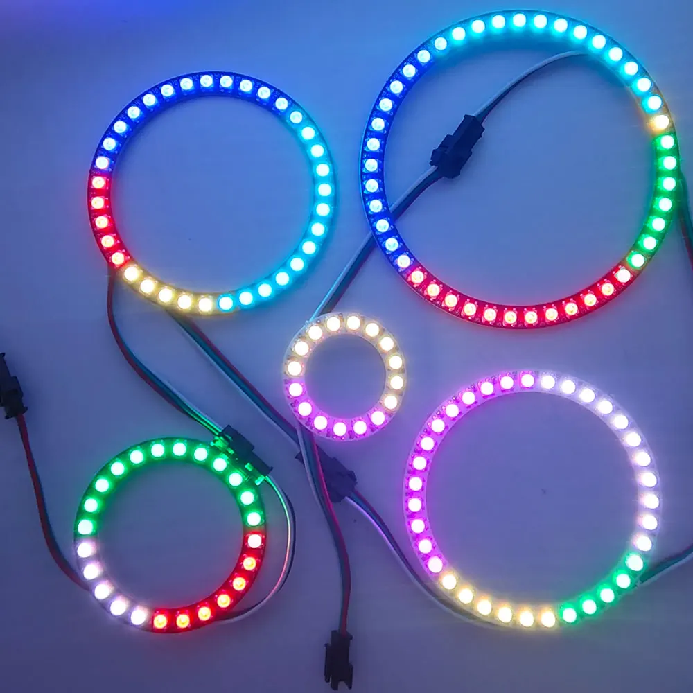 WS2812B LED RGB الدائري 8/16/24/35/45 المصابيح WS2812 WS2811 5050 RGB LED + سائق متكامل وحدة RGB LED عنونة بشكل فردي