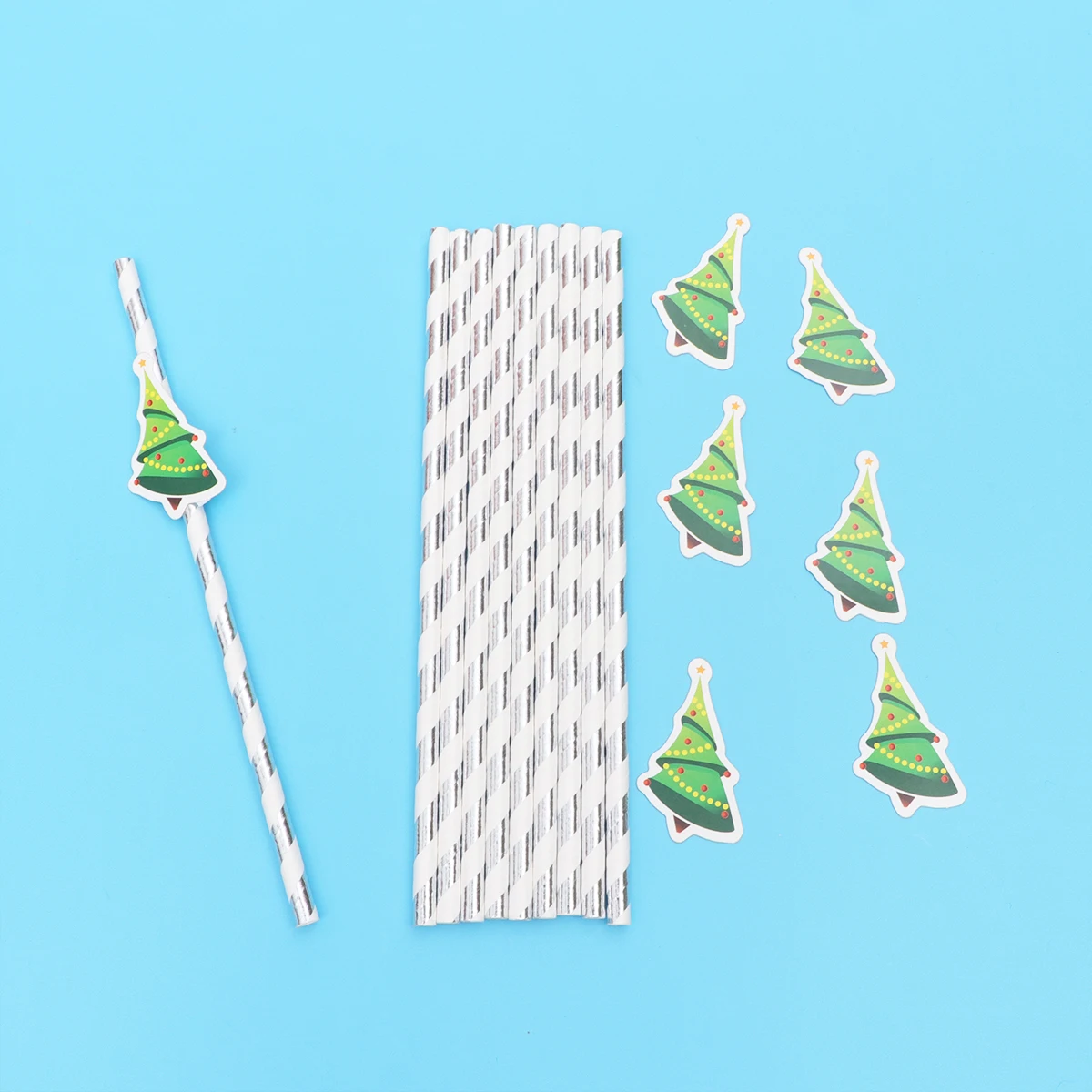 

30Pcs Christmas Tree Xmas Theme Disposable Paper Straws Party Decor Drinking Straw Set Christmas Snowman Cartoon