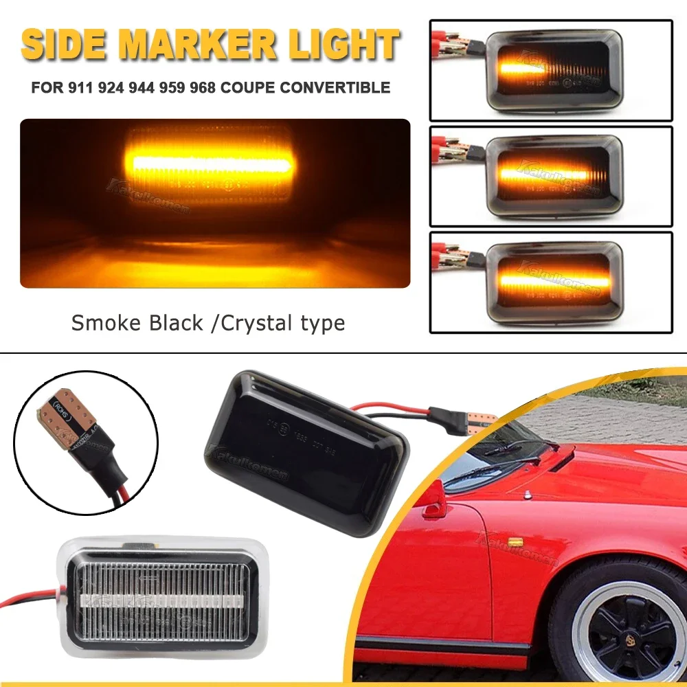 2PCS For Audi 100 200 C3 C4 A6 S6 4A/C4 80 90 B2 B3 B4 Cabriolet Coupe V8 4000 LED Dynamic Side Marker Light Turn Signal Lamp