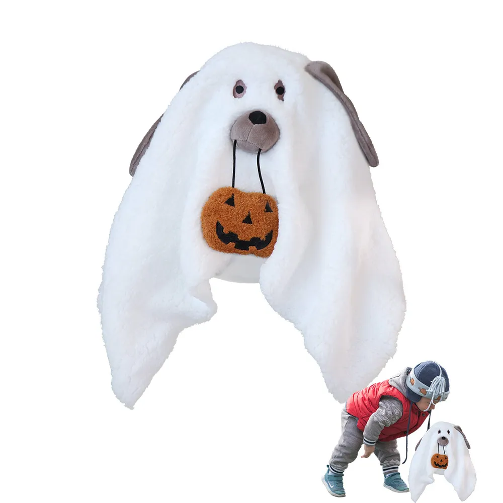 Confortável bonito fantasma cão travesseiro pp algodão macio halloween brinquedo de pelúcia presente branco filhote de cachorro sofá travesseiro quarto