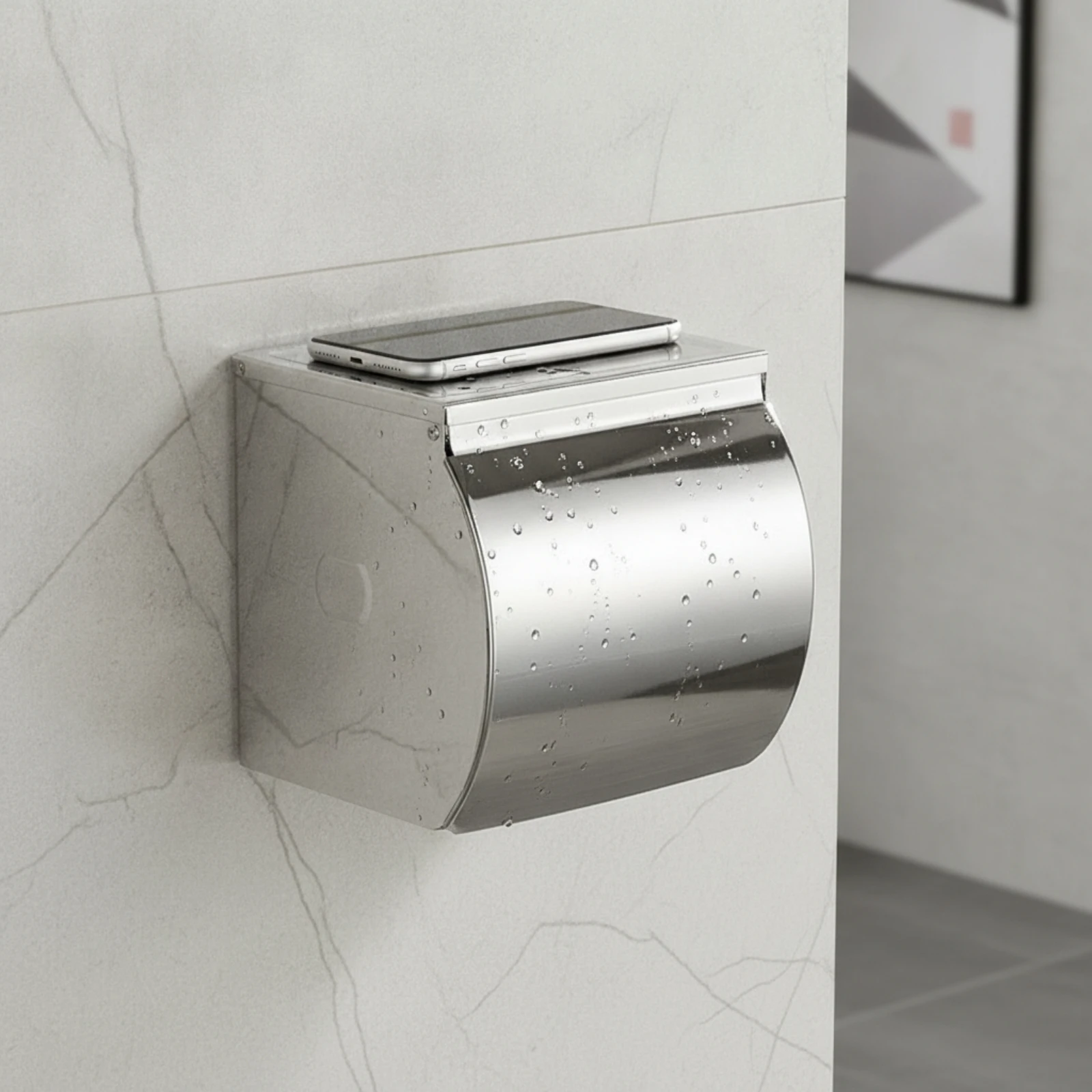 Toilet Tissue Holder with Shelf Waterproof Toilet Tissue Holder Bathroom Organizer Rust-Proof Hardware Dustproof for Washroom