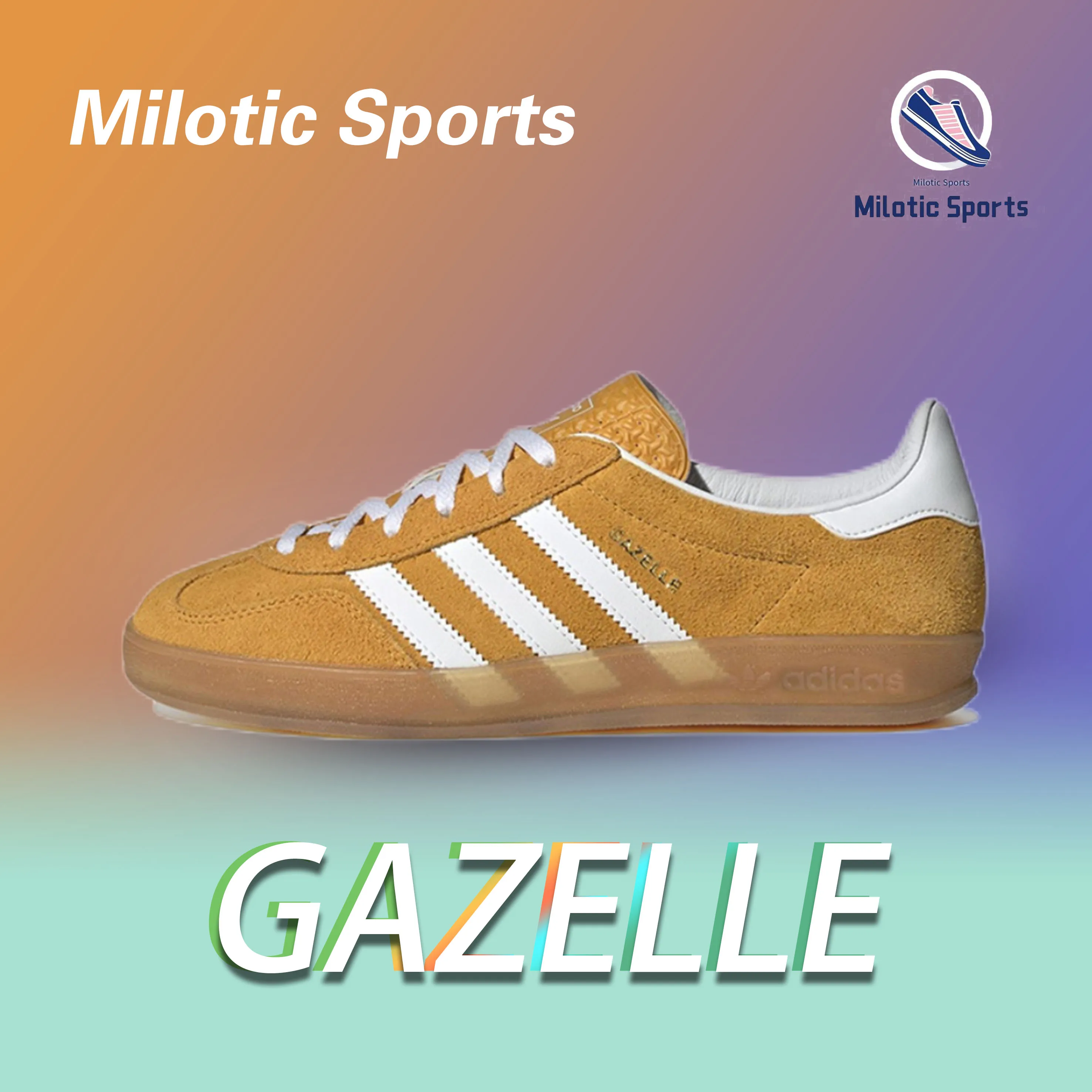 adidas originals GAZELLE INDOOR Men's and women's same models versatile casual easy comfortable low-top board shoes yellow