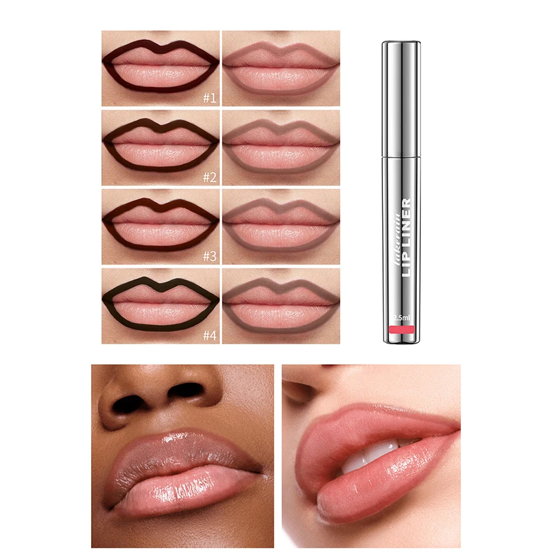 Waterproof Long Lasting Makeup Four Shades Lip Stain High Pigment Vitamin E Nourishing Matte Peel Off Lip Liner