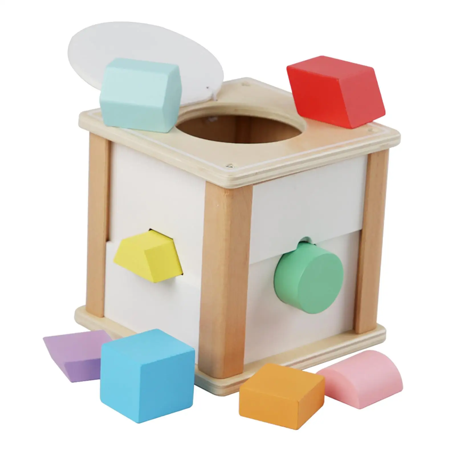 Montessori Wooden Activity Cube Shape Sorter Toy for Baby Educational Learning Matching Game Sensory Toys Kids Fine Motor Skills