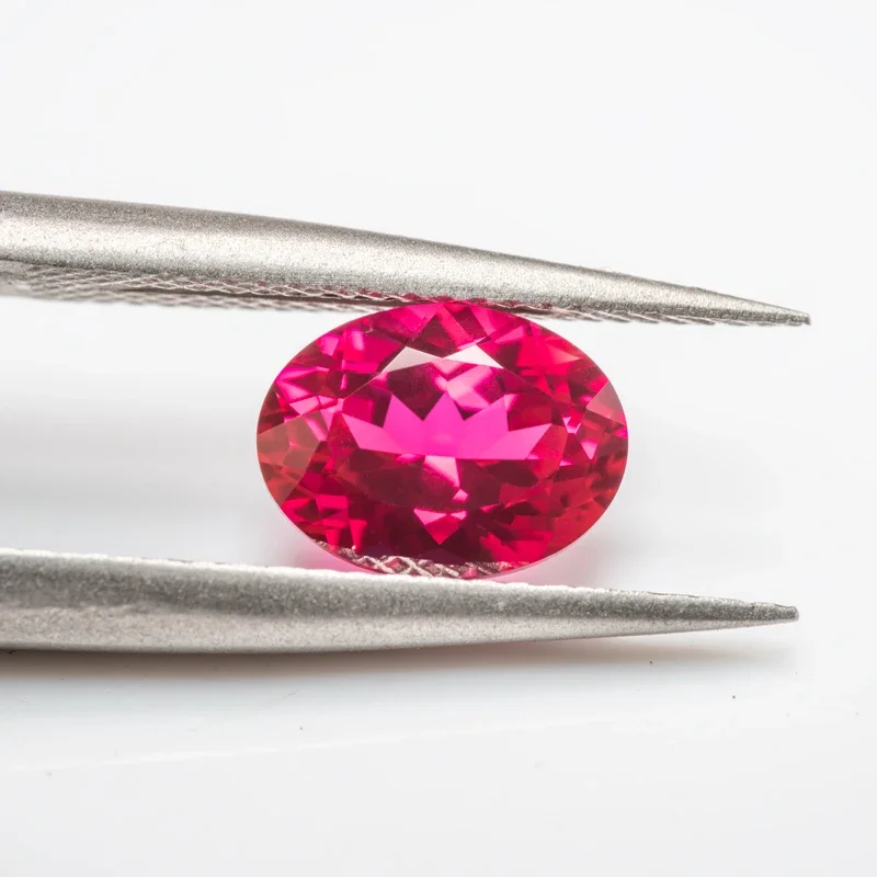Lab Grown Ruby Oval Shape Red Color VVS1 Gemstone For Charms DIY Jewelry Making Ring Earrings Materials Selectable Certificate