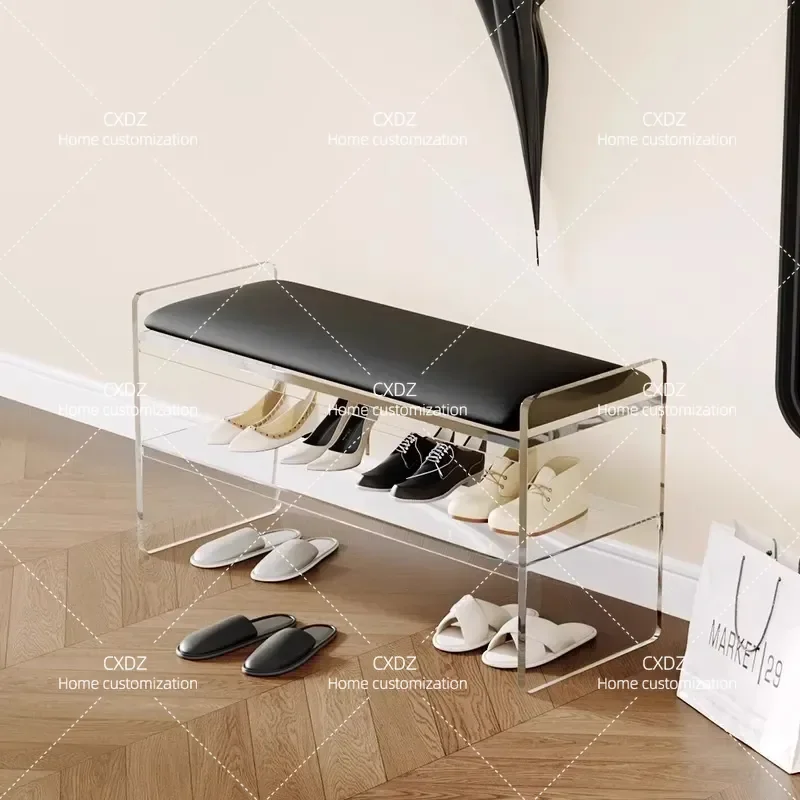 Modern Simple Acrylic Shoe Changing Stool Luxury Entrance Bench for Home Doorway Sitting