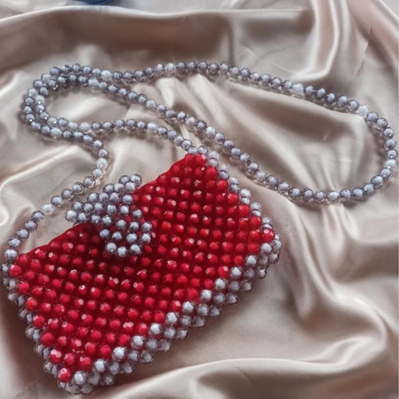 

Hot Selling Niche Design Beaded Bag New Fashion Ins Color Blocking Splicing Flip Over Women's Crossbody Bags Versatile Summer