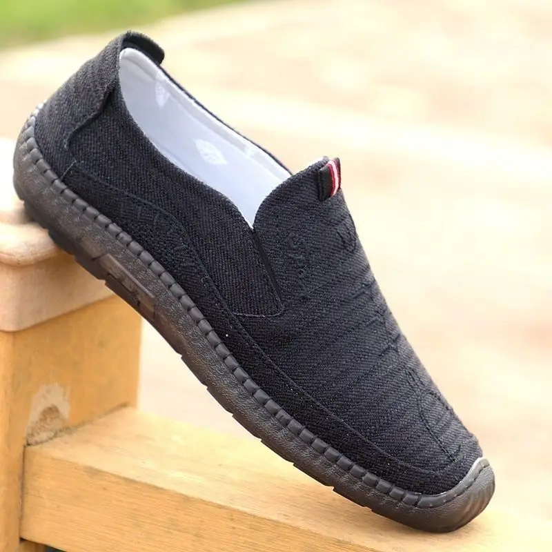 Old Beijing cloth one-pedal men's beef tendon soles canvas driving shoes breathable casual middle-aged shoes casual
