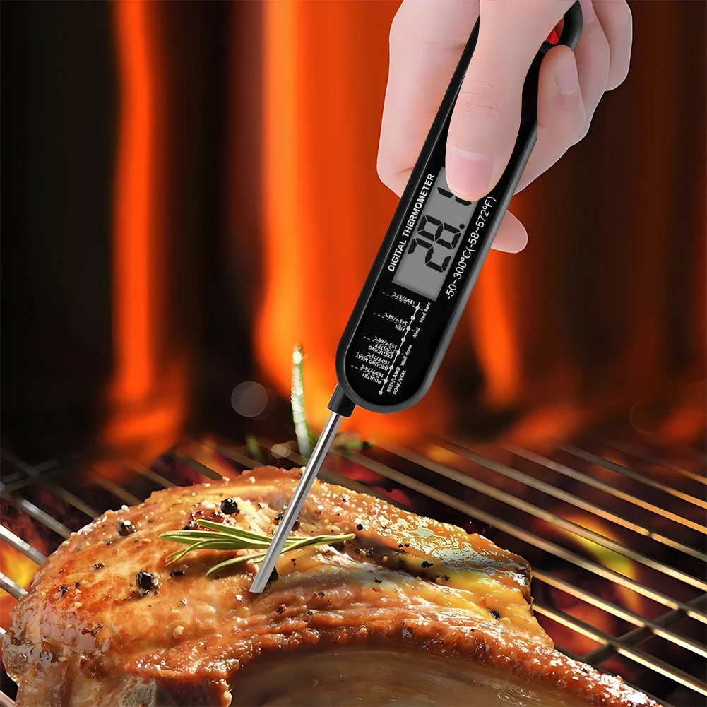 

Цифровой пищевой термометр со складным зондом, термометр для масла, термометр для приготовления мяса, для кухни, на открытом воздухе, для гриля и барбекю