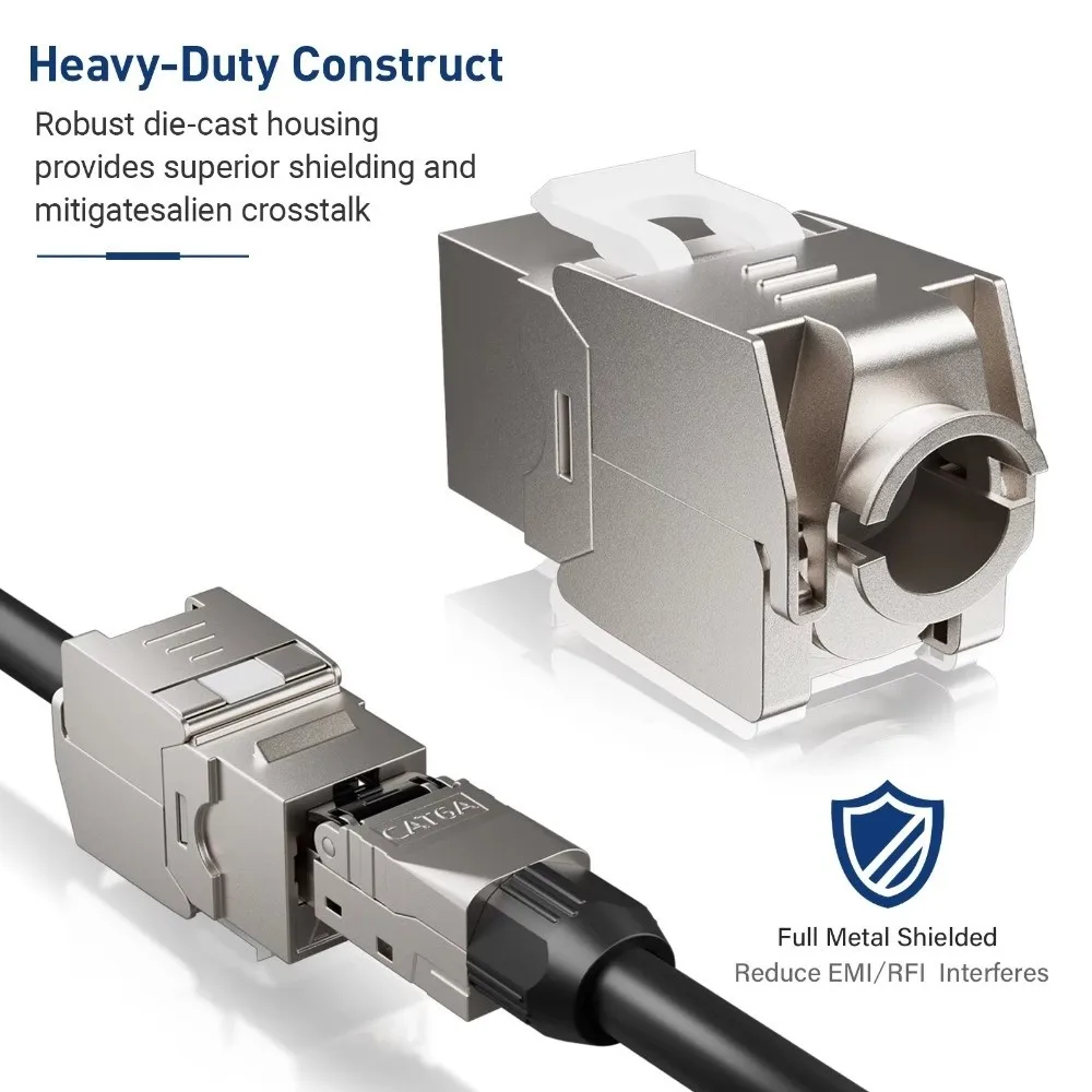 Zinc Alloy RJ45 Jack Module Tool Less Shielded Module Jack Backward Compatible Easy Termination Network Adapter Coupler