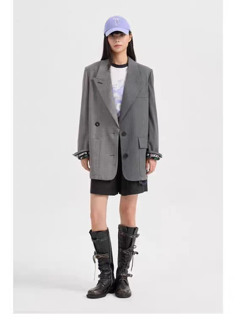 Summer New Korean Style Loose Fit Work Commute Fashionable Personality Matching Color Block Suit Jacket Women's Business Wear