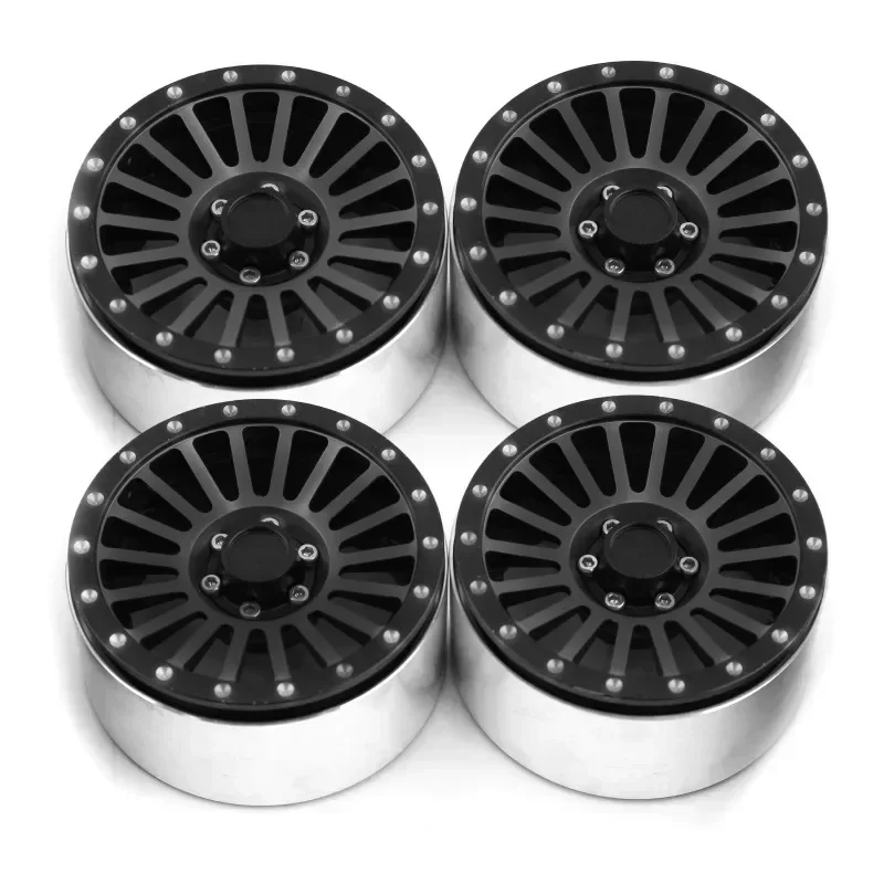 Ensemble de 4 jantes en métal Beadlock de 135 mm (2,6 pouces) avec pneus en caoutchouc pour voiture RC Crawler 1/8 1/10 Axial SCX10 Wraith RR10 Capra TRXS TRX4