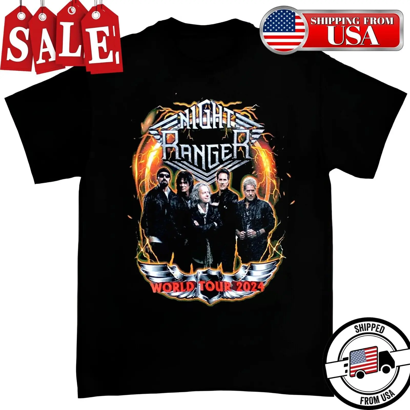 Rare Night Ranger Tour 2024 Gift For Fans Men S-235XL T-Shirt 7D5