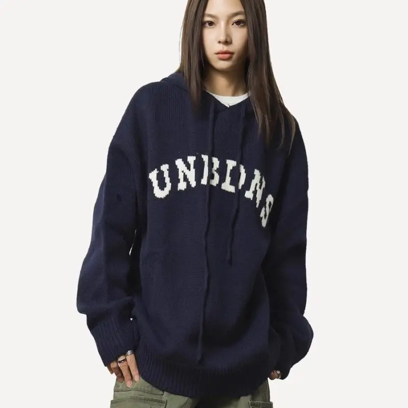 

Свободный вязаный свитер-кардиган с американской надписью в стиле High Street, без капюшона, мягкий, повседневный, модный, весна-осень