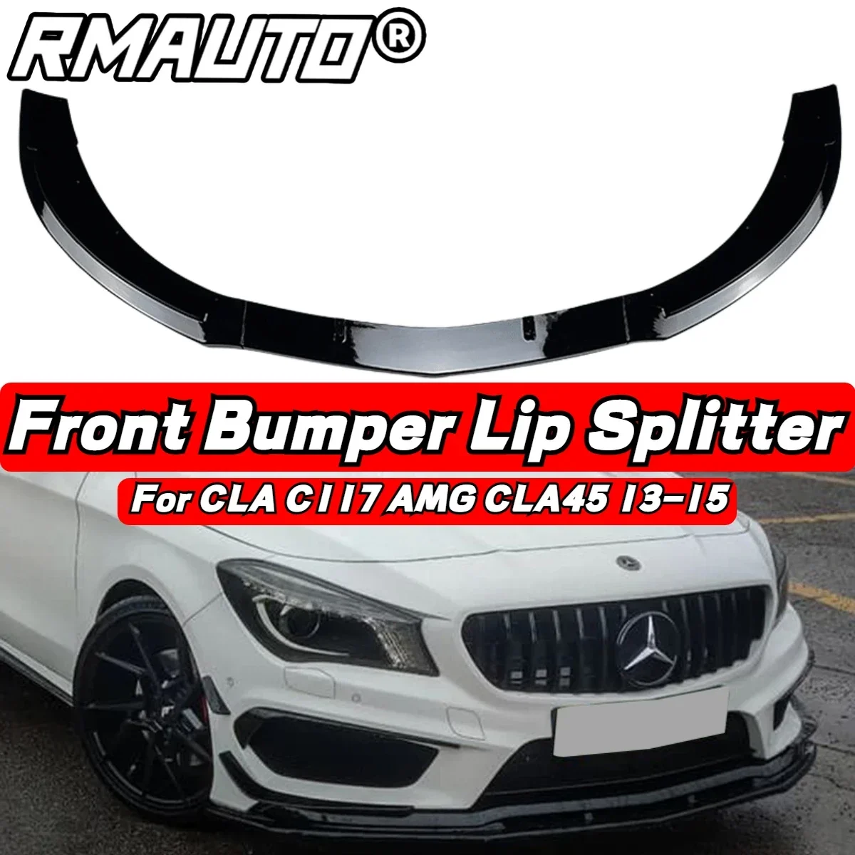 3Pcs Car Front Bumper Lip Diffuser Spoiler Bumper Guard For Mercedes Benz CLA C117 AMG CLA45 2013-2015 Car Accessories Body Kit