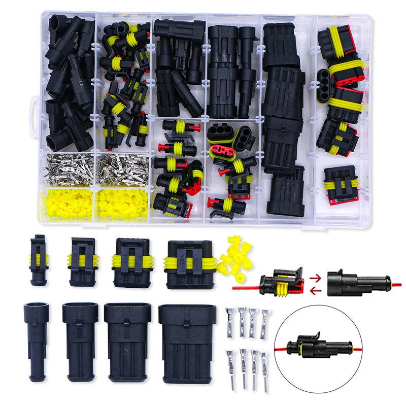 408PCS Waterproof Electrical Wire Connector Plug 1/2/3/4/5/6 Pin Harness Male Car Marine Seal Truck Harness