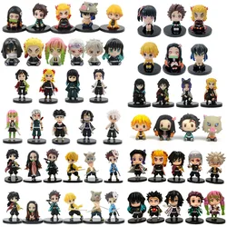 Q Posket Figure Wholesale Demon Slayer Mini Figurine 9Pcs 10Pcs 14Pcs Sets Kimetsu No Yaiba Small PVC Dolls Desktop Decoration