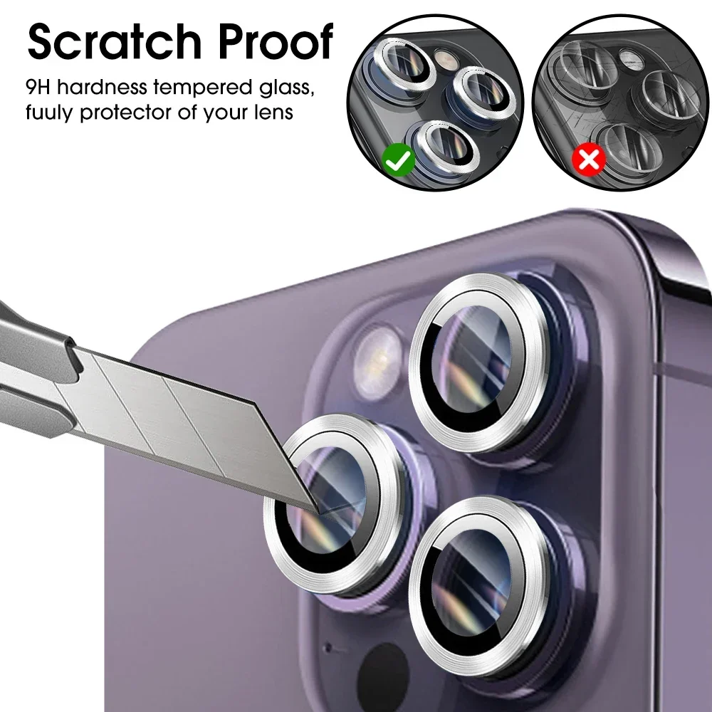 2024 Tempered Glass Metal Camera Lens Protector for iPhone 16 Pro ProMax 16PM HD Clear Lens Film Protective Cap for IPhone16Pro