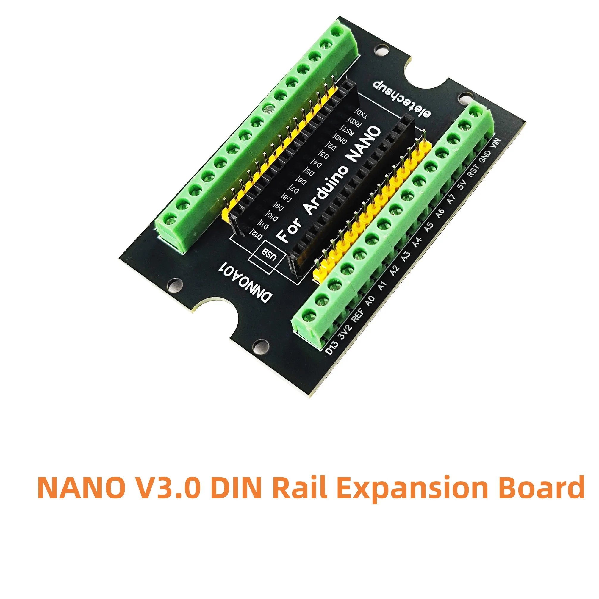 

Плата расширения на DIN-рейку NANO V3.0 расширена для приложения промышленного управления через плату разработки Arduino NANO V3.0
