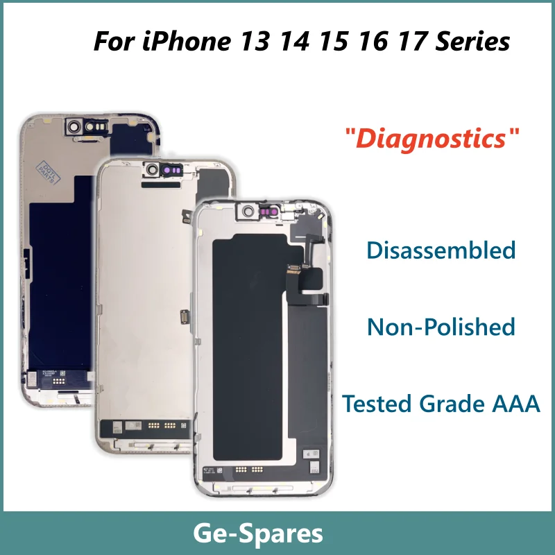 Tested A+, Disassembled Screen For iPhone 13mini 14 Plus 15 16 Pro Max 17 Air, Display Assembly, Diagnostics, Glass Not Polished