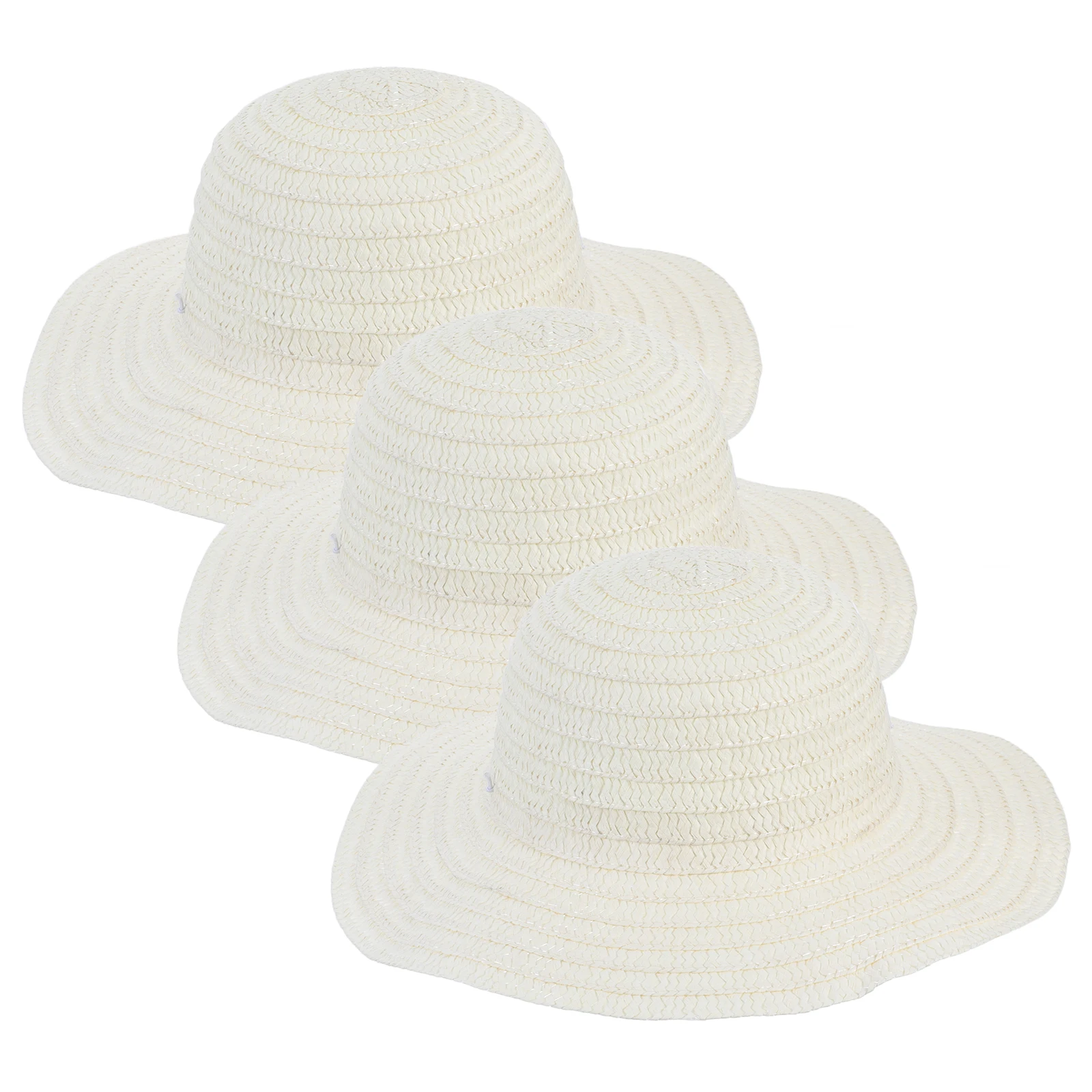 3Pcs Mini Straw Hat Woven Small Round Top Hat Decorative Prop for DIY Craft Photo Small Decor Accessory Tiny Hats