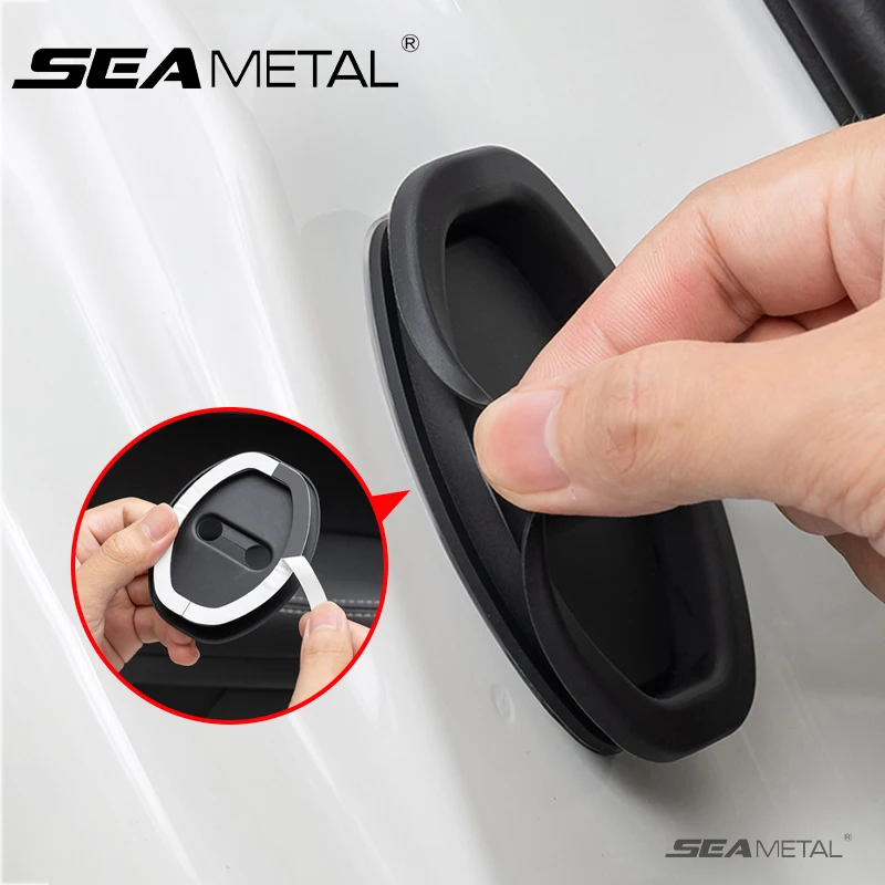 

SEAMETAL 4pcs Car Door Lock Protector Covers Silicone Auto Door Lock Buckle Anti-Collision Protective Cover Shock Absorbing Pad
