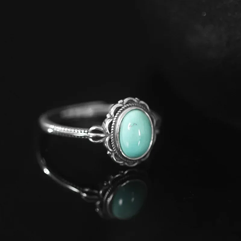 Anello regolabile a forma di fiore turchese imitazione Vintage per le donne anello vecchio stile bohémien accessori per gioielli creativi