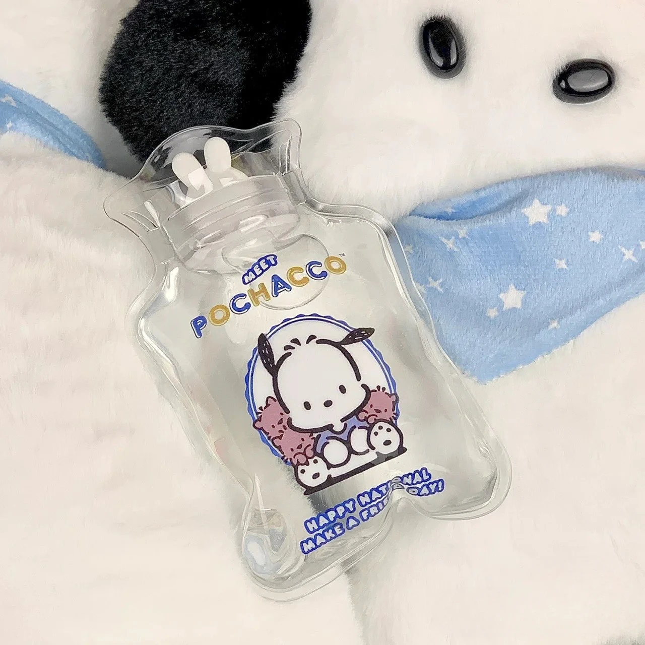 Calentador de manos Kawaii Hello Kittys Pochaccos Kuromis, chica de dibujos animados, corazón Y2k, bolsa de agua caliente llena de agua para llevar,