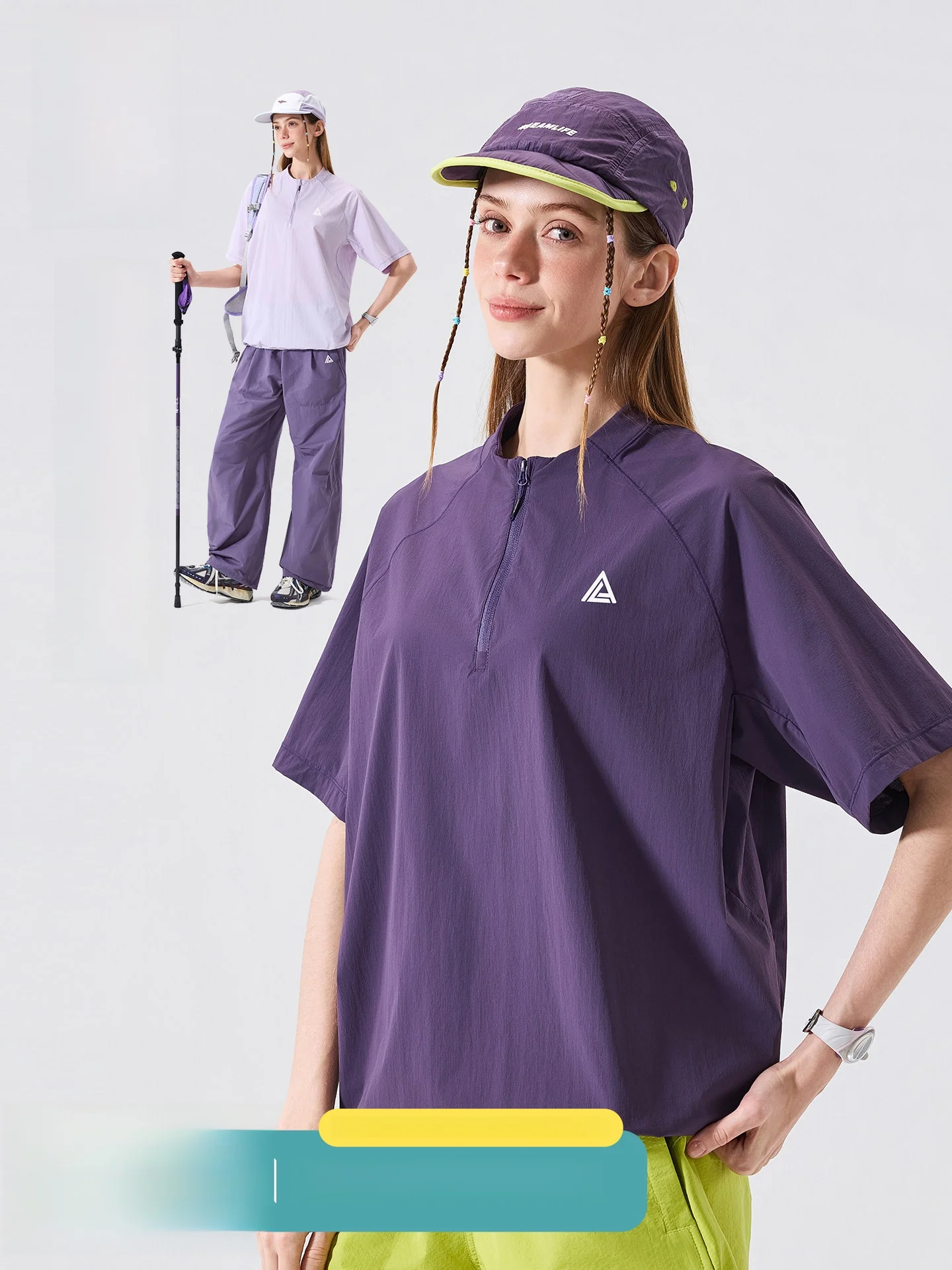 LAZY DAY Outdoor Quick Dry Half Zip Short Sleeve T-Shirt Women Summer Hiking Cooling Sport Top Moisture Wicking Casual Style