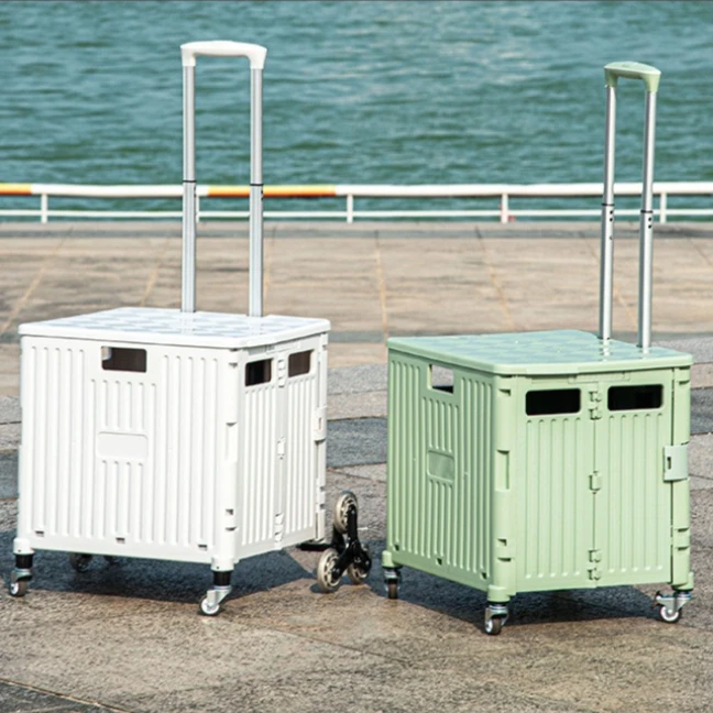 Outdoor storage box Small trolley Household light portable folding shopping cart Household trolley trolley Express trolley