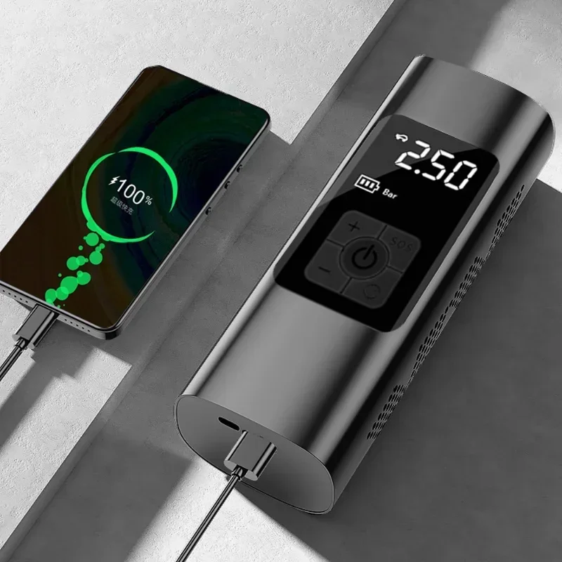 

Full New Car Air Compressor Mini Electrical Air Pump Dual-use For 6000mAh Power Bank Portable Wireless Tire Inflatable Pump Infl