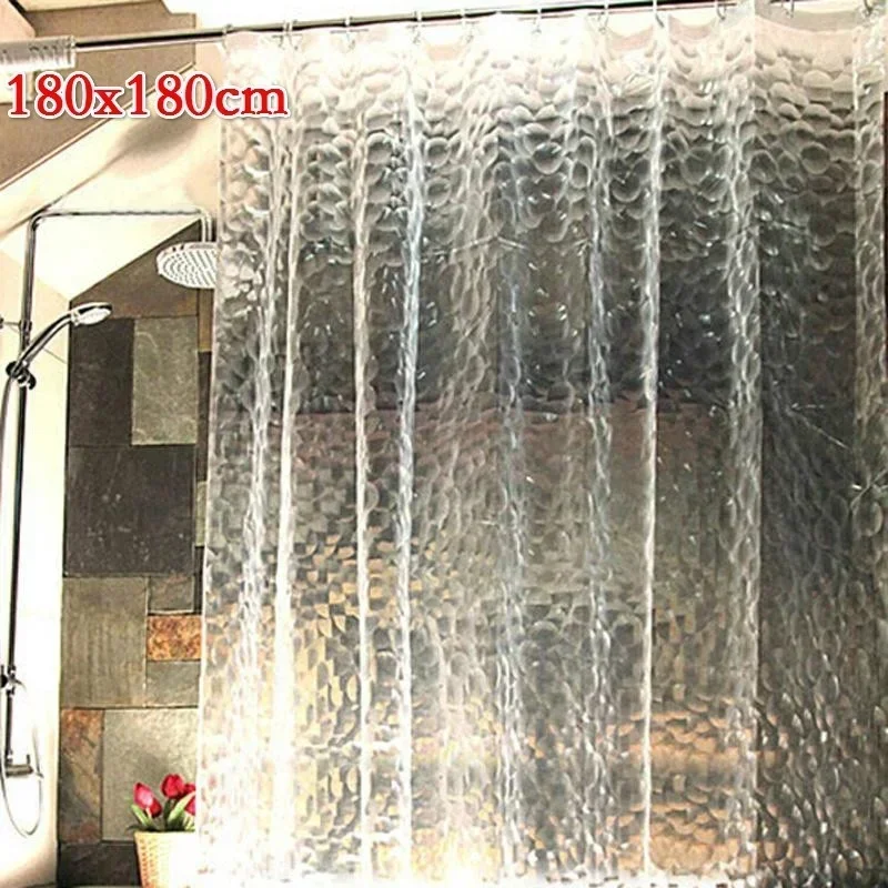 1PCS 180x180cm 3D Bathroom Bath Shower Curtain Transparent Thicker Waterproof Curtain