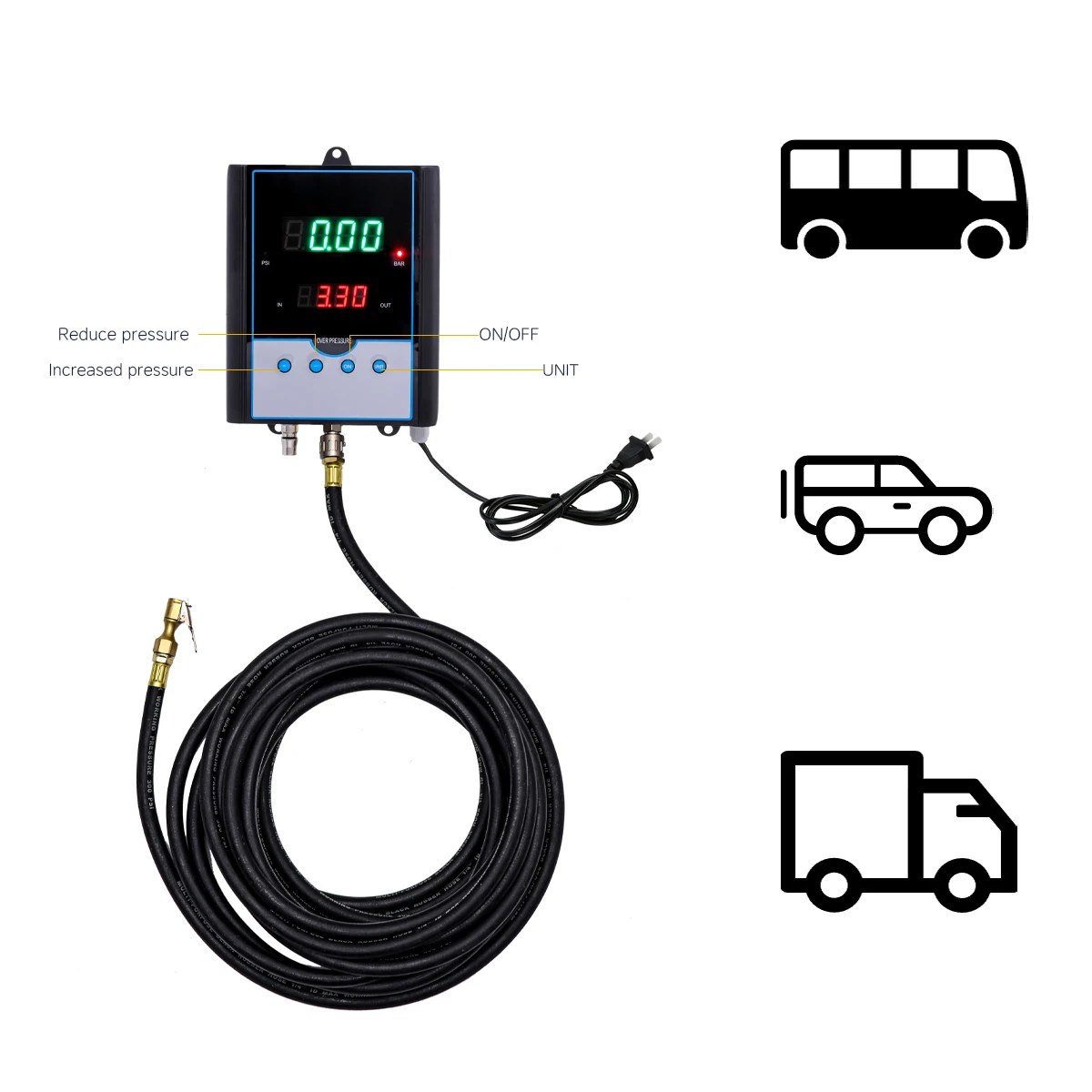85-240V Fully Automatic LED Display Tyre Inflation Tools Metal Wall Hung Inflator Factory Price Automotive Inflator