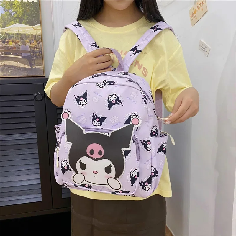 MINISO Sanrio Hello Kitty Kuromi Backpacks Girls Bookbag School Bags Cartoon Kids Rucksack Travel Rucksack Shoulder Bag Mochila