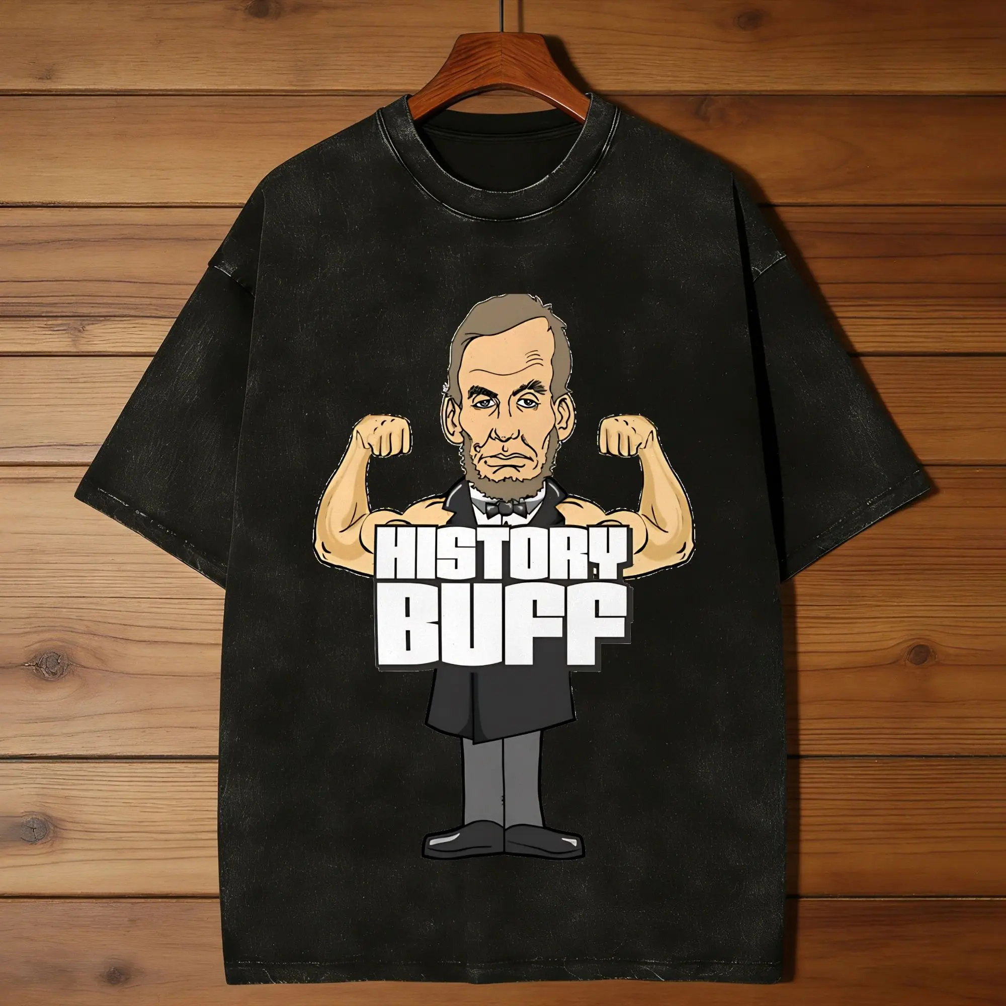 Abraham Lincoln “History Buff” Washed T Shirts Trending  Summer Tee Shirt Y2K Fun Design Casual Tops Birthday Gift