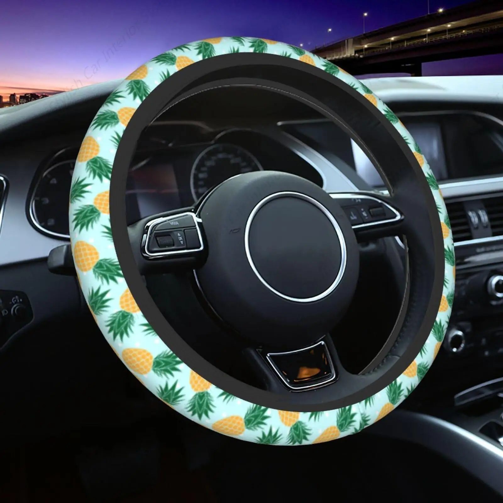 Pineapple Steering Wheel Cover Auto Steering Wheel Protector 15 inch Fit Auto SUV Vans Trucks