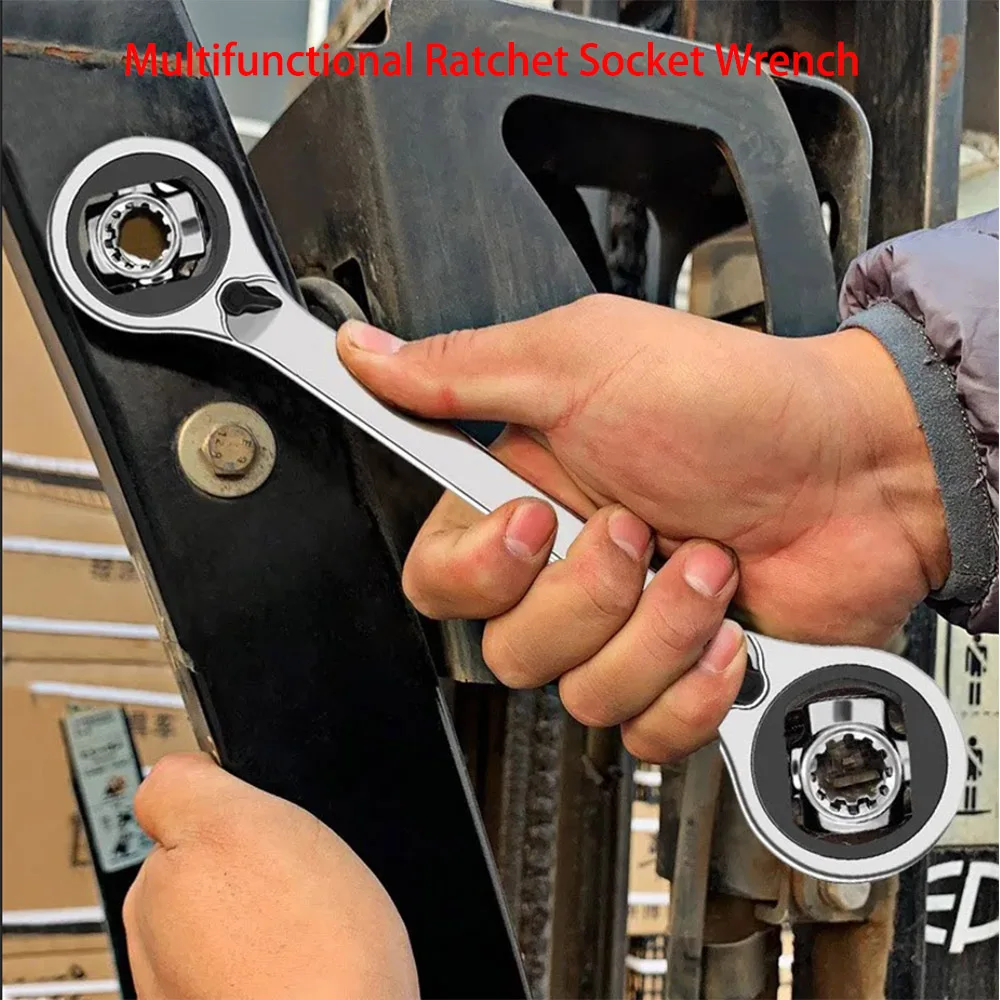 Chrome Vanadium Ring Double Head Ratchet Wrench Ratchet Sleeve Rotation Hand Tools 360 Degree Multipurpose Tiger Wrench