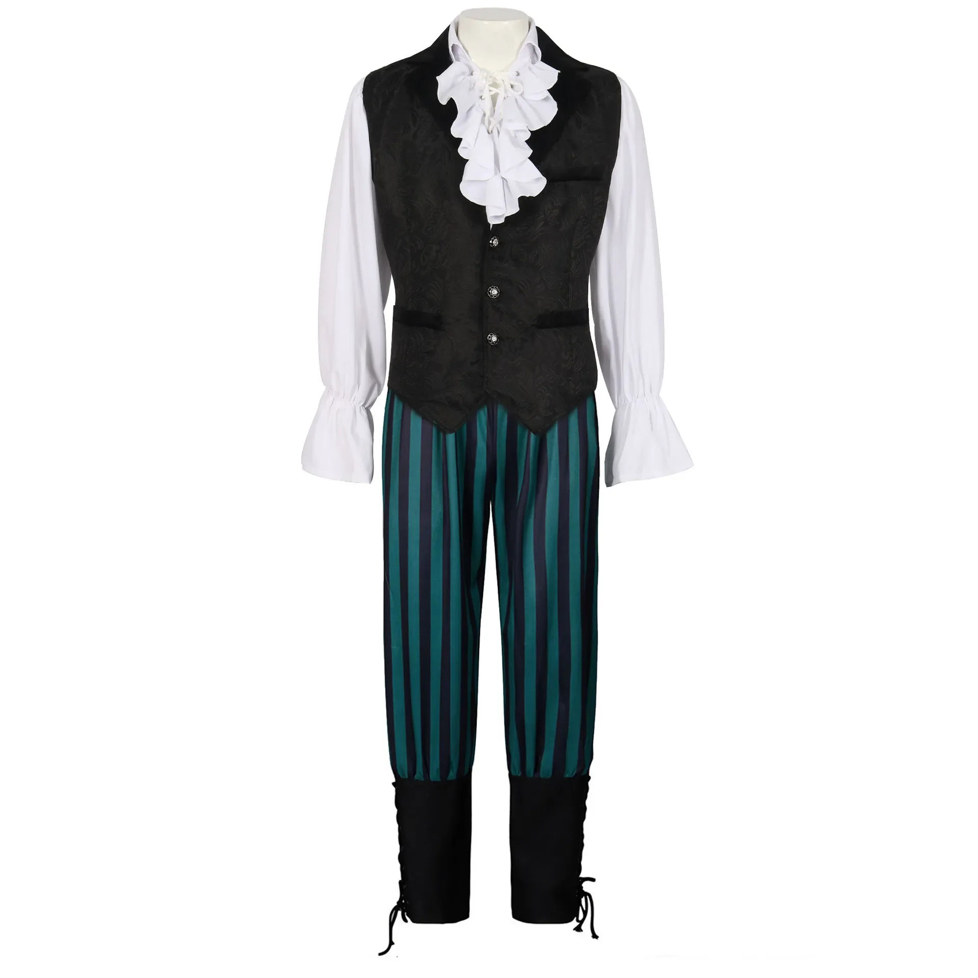 

2025 Men Medieval Renaissance Jacket Cosplay New Costume Steampunk Vest Coat Pants Victoria Vintage Prince Shirt