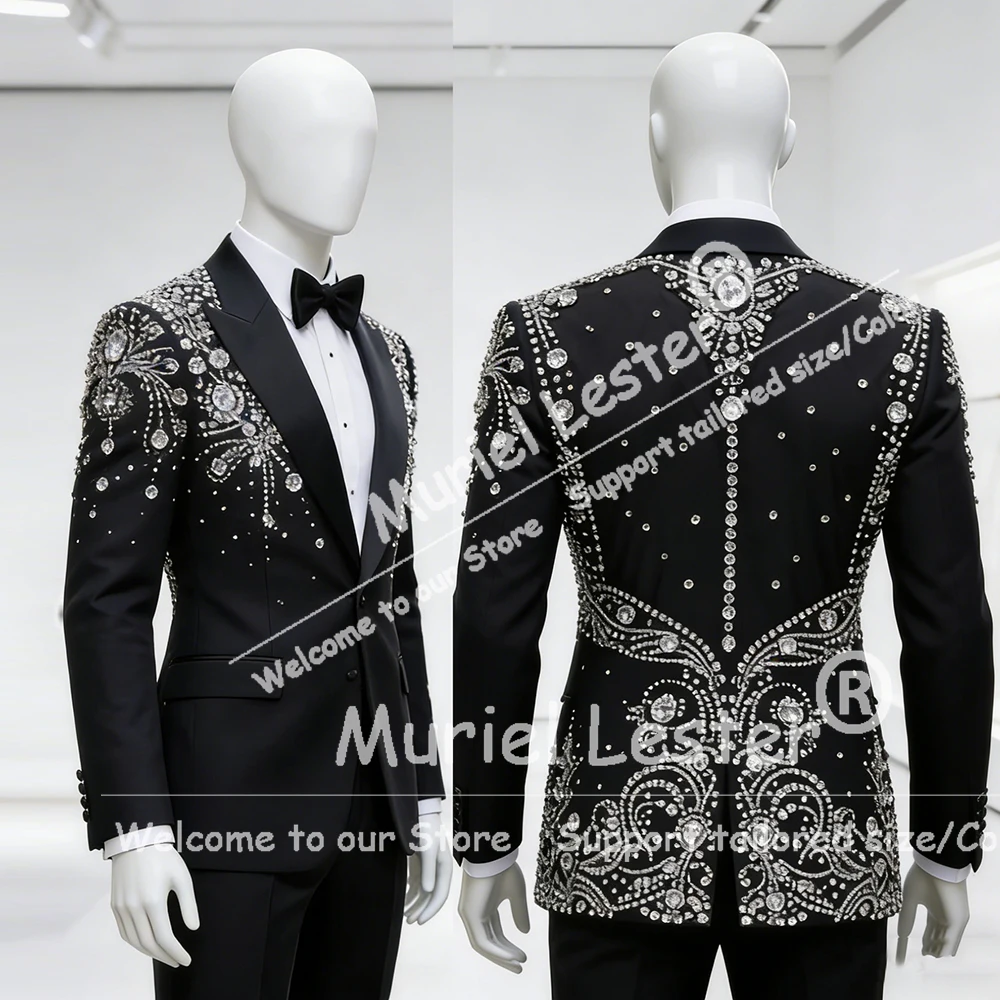 

Роскошные свадебные костюмы с камнями из бисера для мужчин, комплект из 2 предметов, смокинги для жениха, мужские пиджаки для деловой вечеринки и выпускного вечера Terno Masculinos Completo